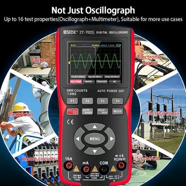 Main image of 2-in-1 Digital Oscilloscope 48M/S 10MHZ PC Waveform Data Storage Multimeter TRMS Auto Range MultiTester  Electrician Tools
