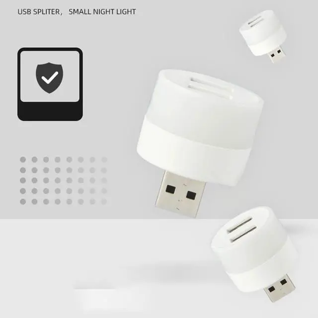 Alt view image 5 of 6 - USB Plug LED book reading Lamp Night Light Mobile Power Charging Small LED Eye Protection Light Small bulb with USB splitter L1(type A white light)