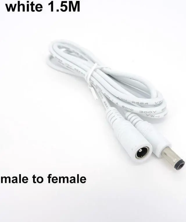 Alt view image 2 of 6 - 22awg 3A DC Male To male female Power supply Adapter white black cable Plug 5.5x2.1mm Connector wire 12V Extension Cords L1(White 1.5m)