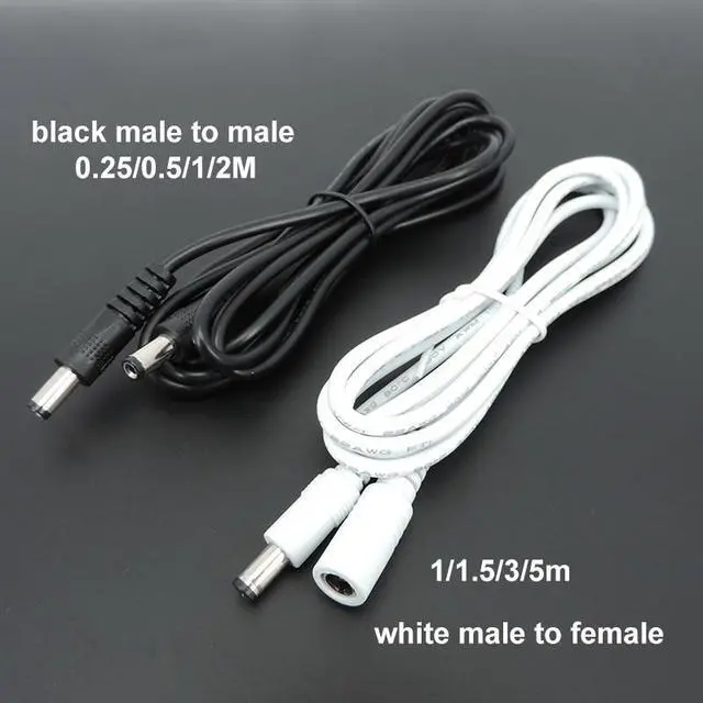 Alt view image 3 of 6 - 22awg 3A DC Male To male female Power supply Adapter white black cable Plug 5.5x2.1mm Connector wire 12V Extension Cords L1(Black 0.5m)