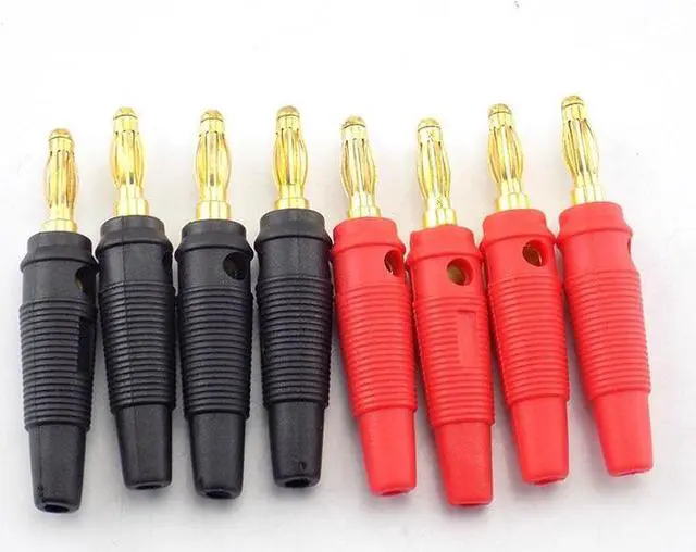 Alt view image 5 of 6 - 10pcs Banana plug Audio Speaker Screw Gold Plate Plugs Connector 4mm Adapter Solderless Black Red color L19(10pcs Type A)