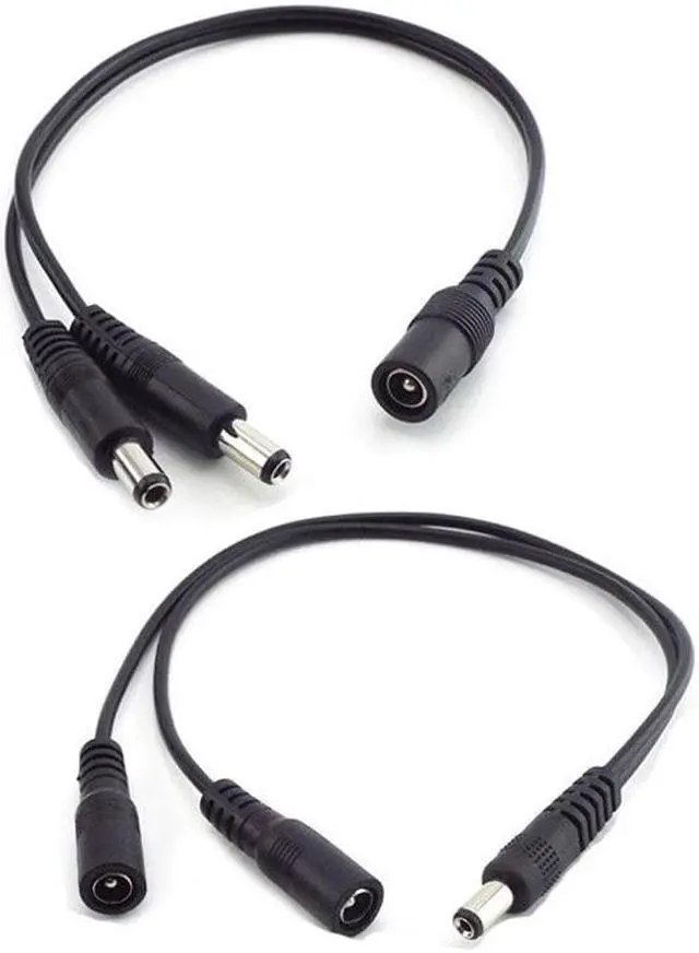 Main image of 5.5mm*2.1mm 1 Female to 2 Male Connector Male to Female Plug DC Power Splitter Cable CCTV LED Strip Light Power Supply Adapter L(1 Female to 2 Male)