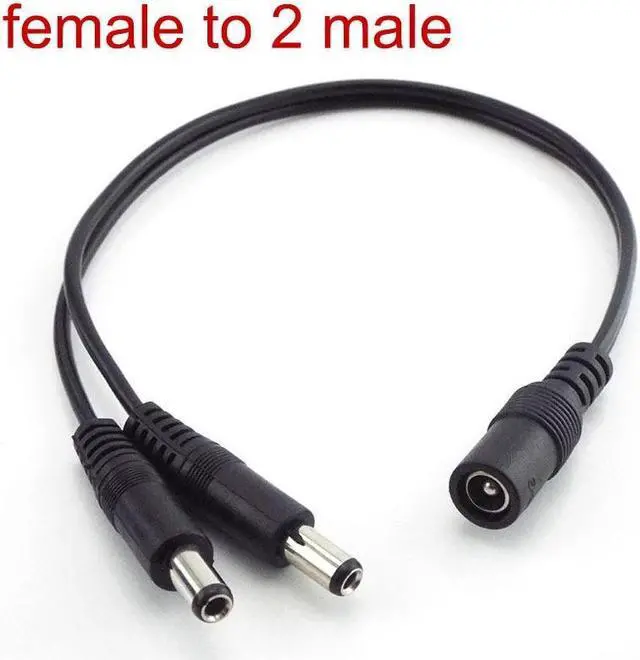 Alt view image 2 of 6 - 5.5mm*2.1mm 1 Female to 2 Male Connector Male to Female Plug DC Power Splitter Cable CCTV LED Strip Light Power Supply Adapter L(1 Female to 2 Male)