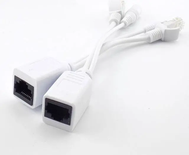 Alt view image 4 of 6 - 1 Pair POE Splitter 12V Adapter Accessories RJ45 Injector Kit Power supply connector Cable Camera Cctv for Security Camera L19(white)