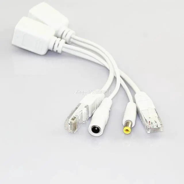 Alt view image 2 of 6 - 1 Pair POE Splitter 12V Adapter Accessories RJ45 Injector Kit Power supply connector Cable Camera Cctv for Security Camera L19(white)