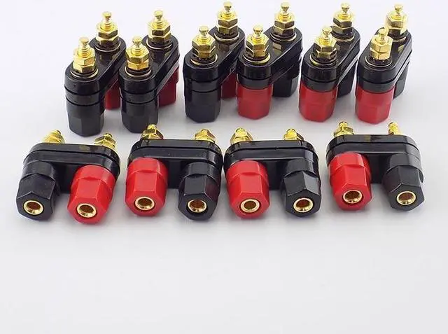 Alt view image 2 of 5 - 4mm Couple Terminals Plug Jack Socket Dual Banana Plugs Binding Post Red Black Connector Amplifier Speaker DIY Adapter L19(1 pcs)