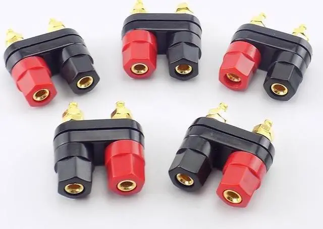 Main image of 4mm Couple Terminals Plug Jack Socket Dual Banana Plugs Binding Post Red Black Connector Amplifier Speaker DIY Adapter L19(1 pcs)