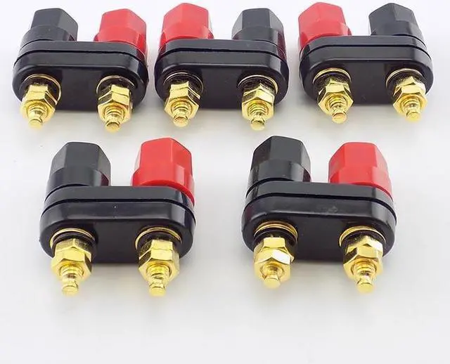 Alt view image 5 of 5 - 4mm Couple Terminals Plug Jack Socket Dual Banana Plugs Binding Post Red Black Connector Amplifier Speaker DIY Adapter L19(1 pcs)