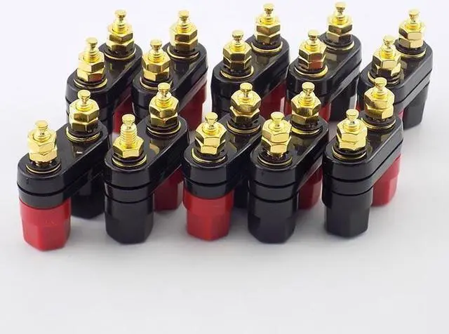 Alt view image 4 of 5 - 4mm Couple Terminals Plug Jack Socket Dual Banana Plugs Binding Post Red Black Connector Amplifier Speaker DIY Adapter L19(1 pcs)