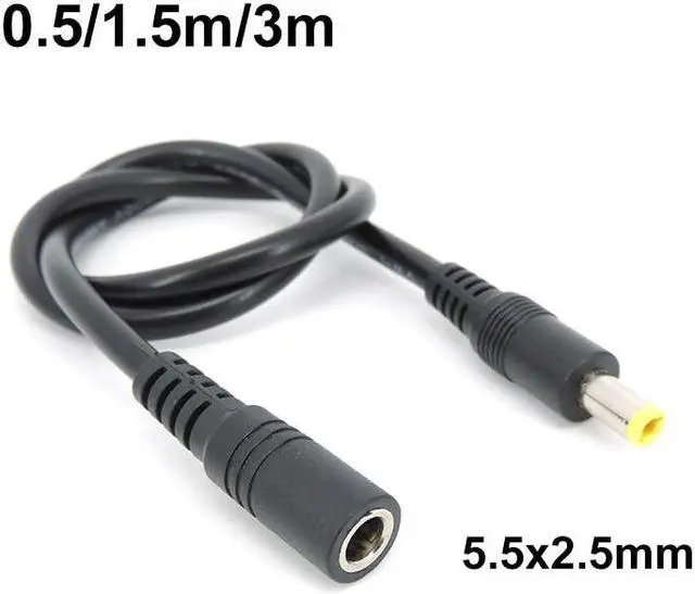 Alt view image 3 of 6 - DC male to female power supply Extension connector Cable Plug Cord wire Adapter for led strip camera 5.5X2.1mm 2.5mm 12v 18awg L(5.5 2.5mm)
(0.5M)