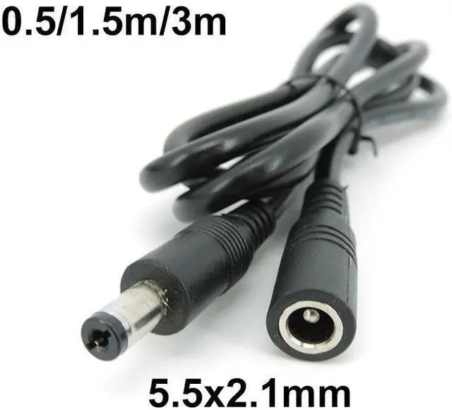 Alt view image 4 of 6 - DC male to female power supply Extension connector Cable Plug Cord wire Adapter for led strip camera 5.5X2.1mm 2.5mm 12v 18awg L(5.5 2.5mm)
(0.5M)