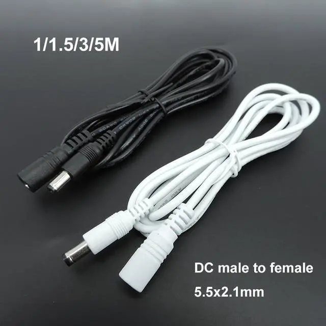 Alt view image 2 of 6 - 1/1.5/5m white black DC Power supply Male to female connector Cable Extension Cord Adapter Plug 20 22awg 5.5x2.1mm for strip L(Black  20awg)
(1.5M)