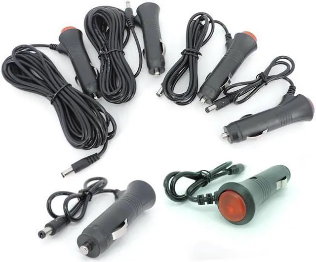 Alt view image 2 of 6 - DC 12V 24V Car Adapter Charger Lighter Power extension cable Plug Cord Switch For Car Monitor Camera 2.1x5.5mm L1(5m)