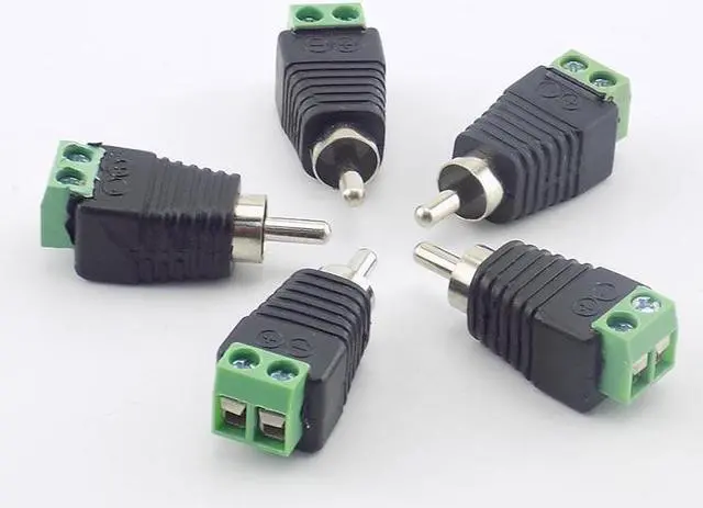 Alt view image 2 of 6 - 5pcs/lot CCTV Phono RCA Male Plug TO AV Terminal Connector Video AV Speaker Wire cable to Audio Male RCA Connector Adapter