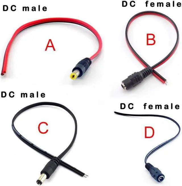 Alt view image 3 of 6 - DC Power Male Female Cable 12V Plug DC Wire Adapter Plug Connector for CCTV Camera LED Strip Light 5.5*2.1mm