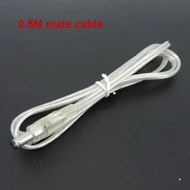 Alt view image 6 of 6 - Transparent Female Male DC Power Adapter Pigtail Cable 5.5x2.1mm 12V Jack Connector Extension Cord For LED Strip Lights L1(0.5M Male)(5pcs)