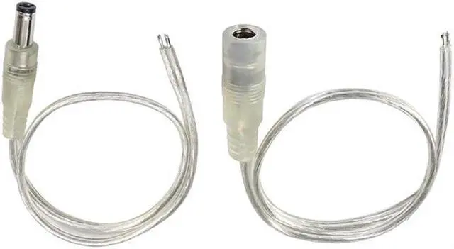 Alt view image 2 of 6 - Transparent Female Male DC Power Adapter Pigtail Cable 5.5x2.1mm 12V Jack Connector Extension Cord For LED Strip Lights L1(0.5M Male)(5pcs)
