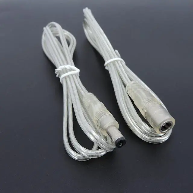 Alt view image 4 of 6 - Transparent Female Male DC Power Adapter Pigtail Cable 5.5x2.1mm 12V Jack Connector Extension Cord For LED Strip Lights L1(0.5M Male)(5pcs)