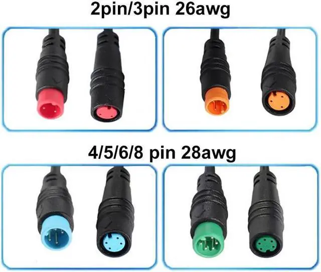 Alt view image 3 of 6 - Speed Sensor male to female M/F Extension connector Cable M8 2 3 4 5 6 Pin Electric Bicycle Waterproof for Ebike Copper Wire 1M(4pin)