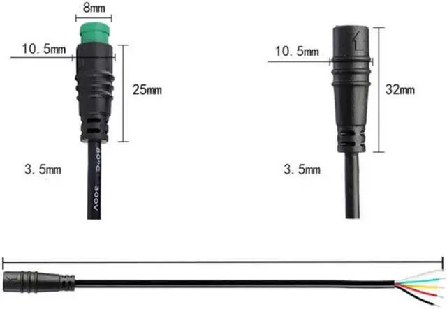Alt view image 4 of 6 - Speed Sensor male to female M/F Extension connector Cable M8 2 3 4 5 6 Pin Electric Bicycle Waterproof for Ebike Copper Wire 1M(4pin)