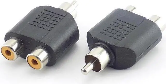 Alt view image 2 of 6 - 5x RCA Male to 2 RCA Female Adapter AV Audio cable Plug IN-LINE Converter Connector for CCTV Camera Security L19