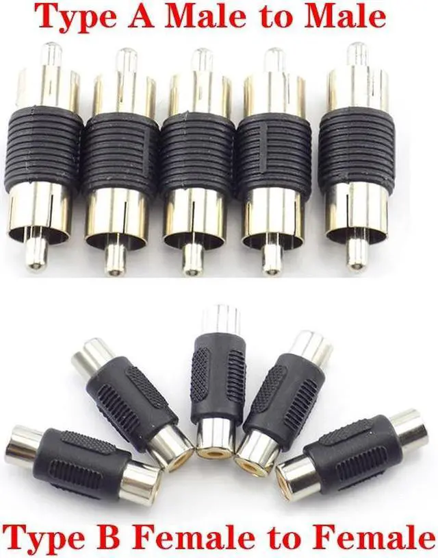 Main image of Dual RCA Male to Male Coupler Female to Female Audio Connector Adapter AV Cable Plug For CCTV Camera Connector Video(10pcs Type B)