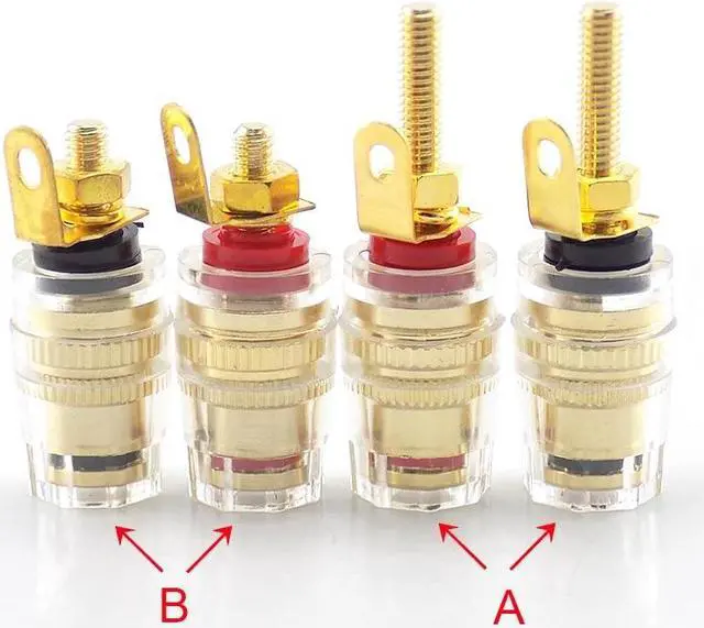 Main image of Binding Post Banana Socket Connector 4mm Banana Plug Thread Medium Amplifier Speaker Terminals Audio Connector L19(Type B Red)