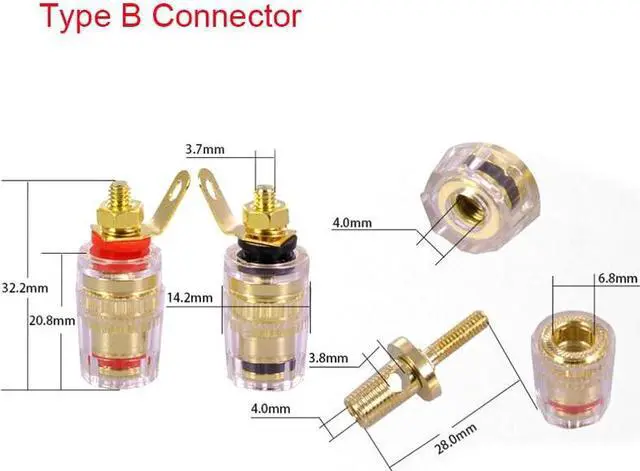Alt view image 3 of 6 - Binding Post Banana Socket Connector 4mm Banana Plug Thread Medium Amplifier Speaker Terminals Audio Connector L19(Type B Red)