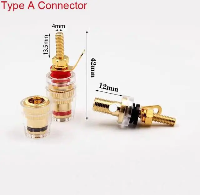Alt view image 2 of 6 - Binding Post Banana Socket Connector 4mm Banana Plug Thread Medium Amplifier Speaker Terminals Audio Connector L19(Type B Red)