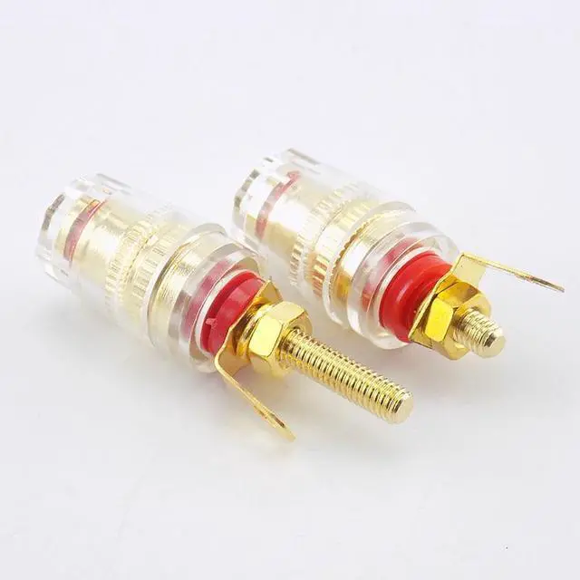 Alt view image 4 of 6 - Binding Post Banana Socket Connector 4mm Banana Plug Thread Medium Amplifier Speaker Terminals Audio Connector L19(Type B Red)