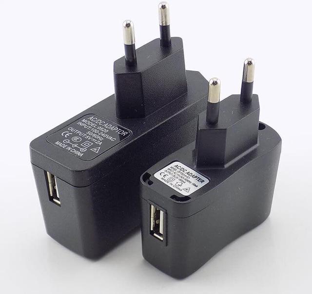 2 Pack 5V DC @ 200mA USB Device Charger/Power Adapter, Input: 100V-120V ~  50/60Hz Compact Design (2.3 x 0.9 x 1.8), Black Color
