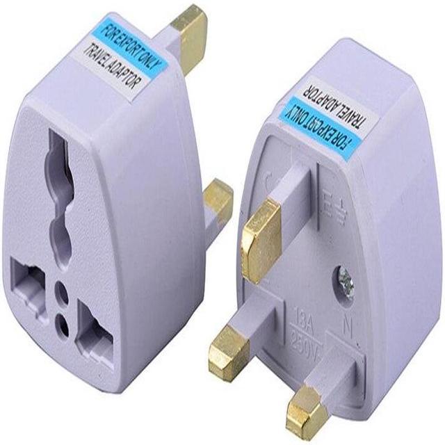 1/2/5pc Universal EU US AU to UK 3 Pin AC Power Socket Plug Travel Wall  Charger Outlet Adapter Converter Connector UK plug White (UK) (1pcs) 