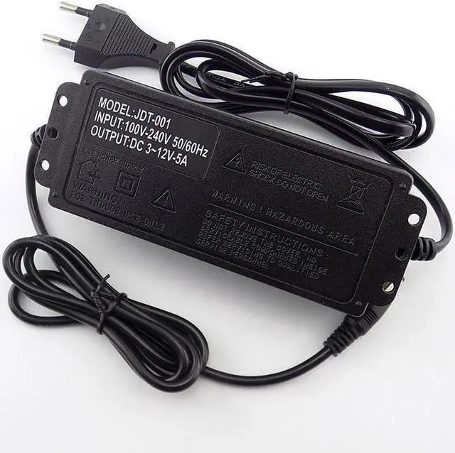 Alt view image 5 of 6 - AC 100-220V to DC 3-12V 5A Adjustable Power Adapter CCTV Camera Power Supply for Led Strip Light Display Screen Charger L1 (US plug)