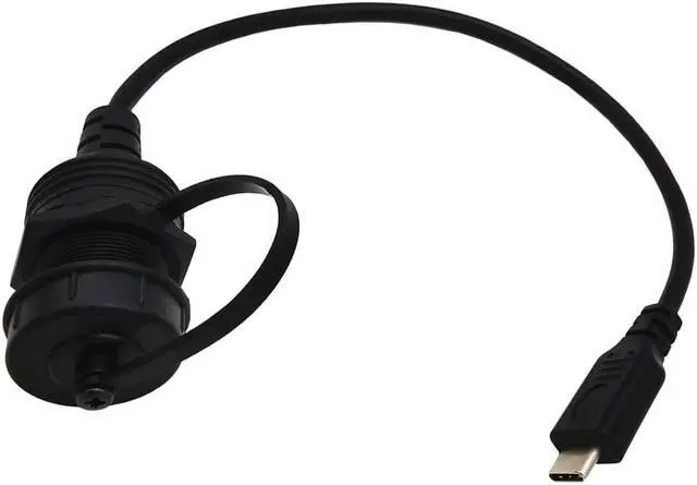 Alt view image 3 of 5 - USB Type C OTG Cable Male to B Type Female Waterproof Extension Cable for Car, Motorcycle,Truck Dashboard-Black 0.3m