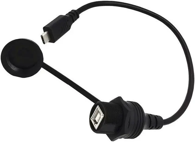 Alt view image 2 of 5 - USB Type C OTG Cable Male to B Type Female Waterproof Extension Cable for Car, Motorcycle,Truck Dashboard-Black 0.3m