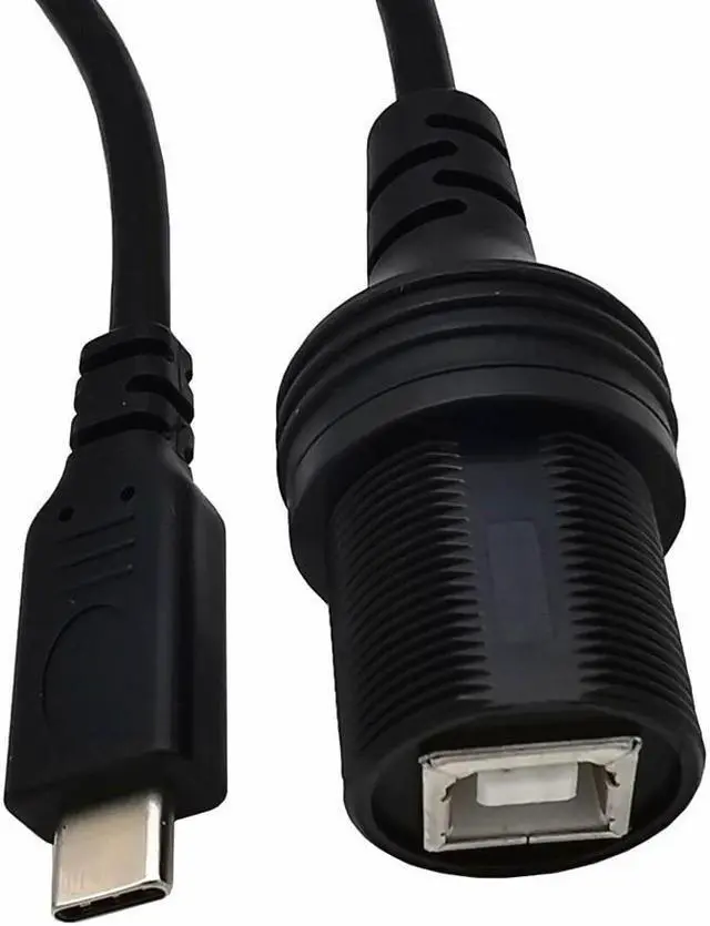 Alt view image 4 of 5 - USB Type C OTG Cable Male to B Type Female Waterproof Extension Cable for Car, Motorcycle,Truck Dashboard-Black 0.3m