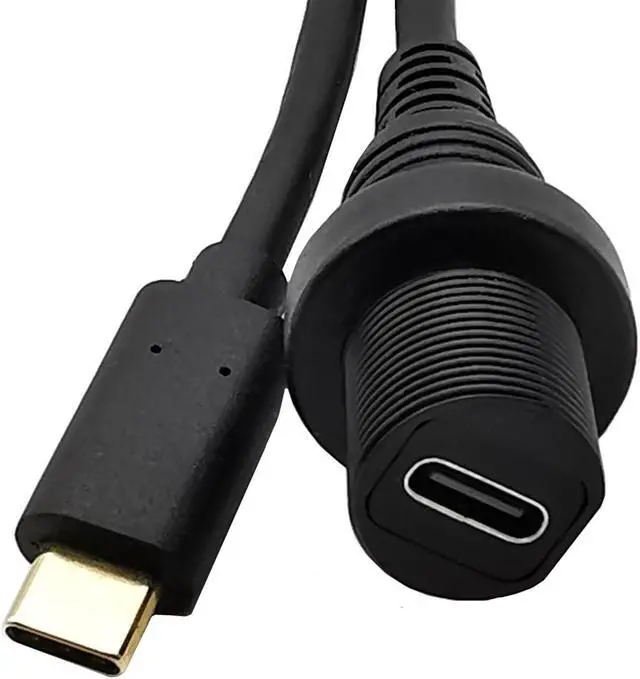 Main image of 10Gbps Type C Car Mount Flush Panel Cable, Type C 3.1 Male to USB C Female Waterproof Gold Plated Cord for Yacht, Motorcycle (0.3m
)
