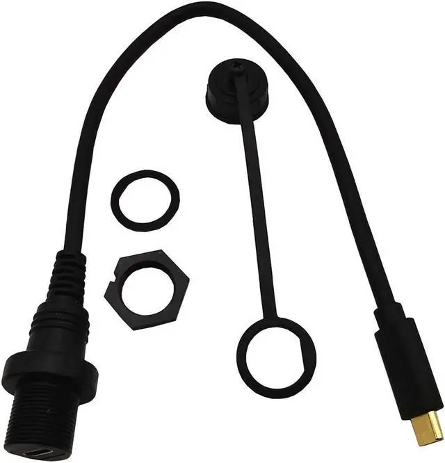 Alt view image 3 of 4 - 10Gbps Type C Car Mount Flush Panel Cable, Type C 3.1 Male to USB C Female Waterproof Gold Plated Cord for Yacht, Motorcycle (0.3m
)