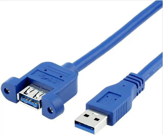 Alt view image 4 of 6 - USB Cable 3.0 Extension Male to Female extender cable cord Dual Shielded  Screw Panel Mount 3M
