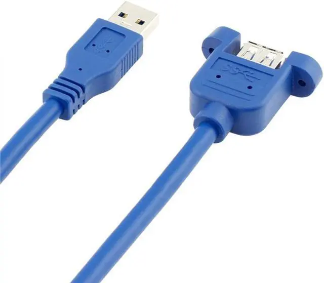 Alt view image 2 of 6 - USB Cable 3.0 Extension Male to Female extender cable cord Dual Shielded  Screw Panel Mount 3M