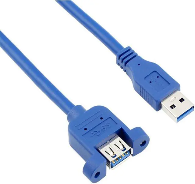 Alt view image 3 of 6 - USB Cable 3.0 Extension Male to Female extender cable cord Dual Shielded  Screw Panel Mount 3M