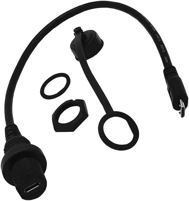 Alt view image 2 of 6 - IP67 Micro USB Waterproof Cable,Micro-USB 2.0 5pin IP 67 Male to Female Panel Mount WaterProof Connector Extension Cord 0.3m 1m