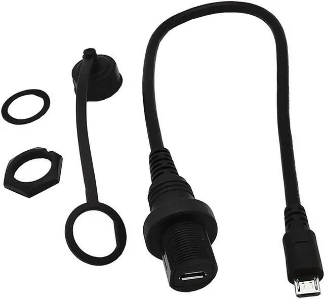 Alt view image 3 of 6 - IP67 Micro USB Waterproof Cable,Micro-USB 2.0 5pin IP 67 Male to Female Panel Mount WaterProof Connector Extension Cord 0.3m 1m