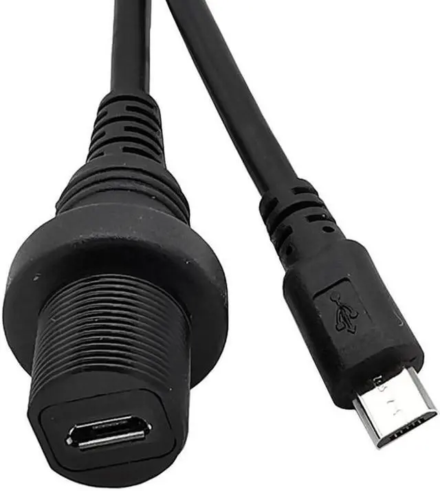 Alt view image 4 of 6 - IP67 Micro USB Waterproof Cable,Micro-USB 2.0 5pin IP 67 Male to Female Panel Mount WaterProof Connector Extension Cord 0.3m 1m