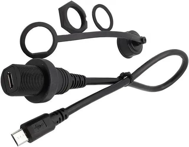 Alt view image 5 of 6 - IP67 Micro USB Waterproof Cable,Micro-USB 2.0 5pin IP 67 Male to Female Panel Mount WaterProof Connector Extension Cord 0.3m 1m