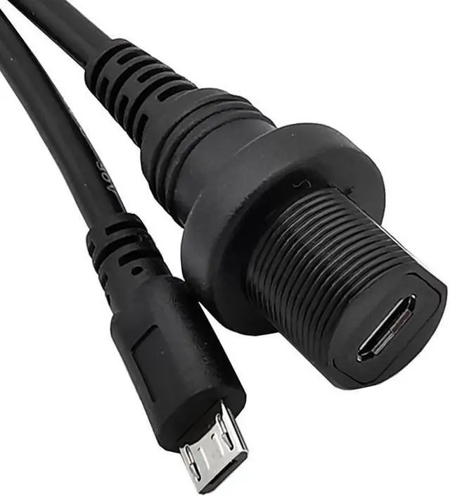 Alt view image 6 of 6 - IP67 Micro USB Waterproof Cable,Micro-USB 2.0 5pin IP 67 Male to Female Panel Mount WaterProof Connector Extension Cord 0.3m 1m