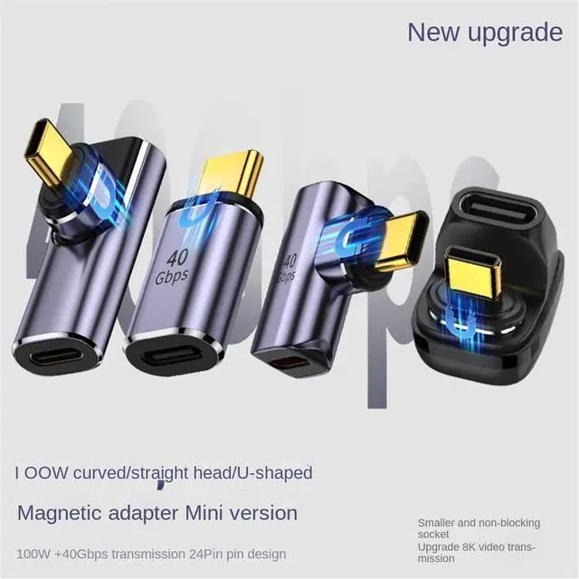 Alt view image 2 of 6 - USB4.0 Thunderbolt3 Magnetic Adapter USB C To Type C 40Gbps 100W Fast Charging Magnet Converter Cable 8K@60Hz USB Type C Adapter(270 Degree)