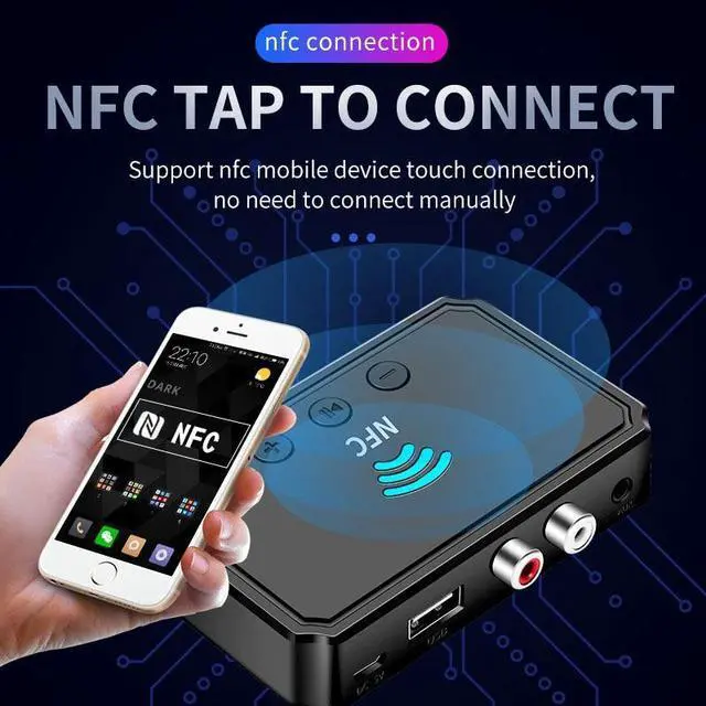Alt view image 4 of 6 - NFC Bluetooth-compatible 5.0 4.2/4.1/4.0/3.0/2.0/1.0 Music Receiver Wireless Audio Handsfree for TV Car DVD Adapter Dongle