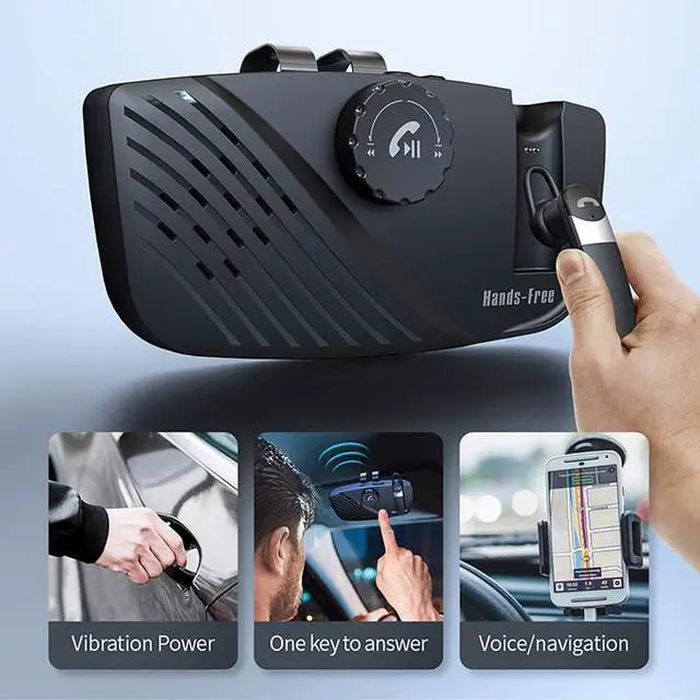 Alt view image 3 of 6 - NEW Bluetooth-compatible 5.0 Speakerphone 2 in 1 Handsfree Sun Visor Speaker Wireless Car Kit Earphone Audio Music Loudspe L1