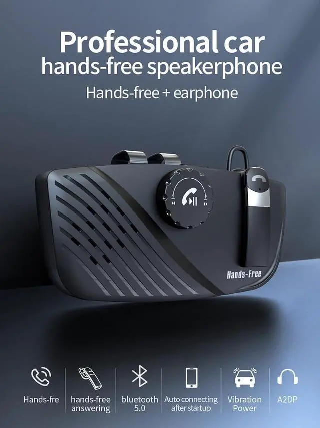 Alt view image 6 of 6 - NEW Bluetooth-compatible 5.0 Speakerphone 2 in 1 Handsfree Sun Visor Speaker Wireless Car Kit Earphone Audio Music Loudspe L1